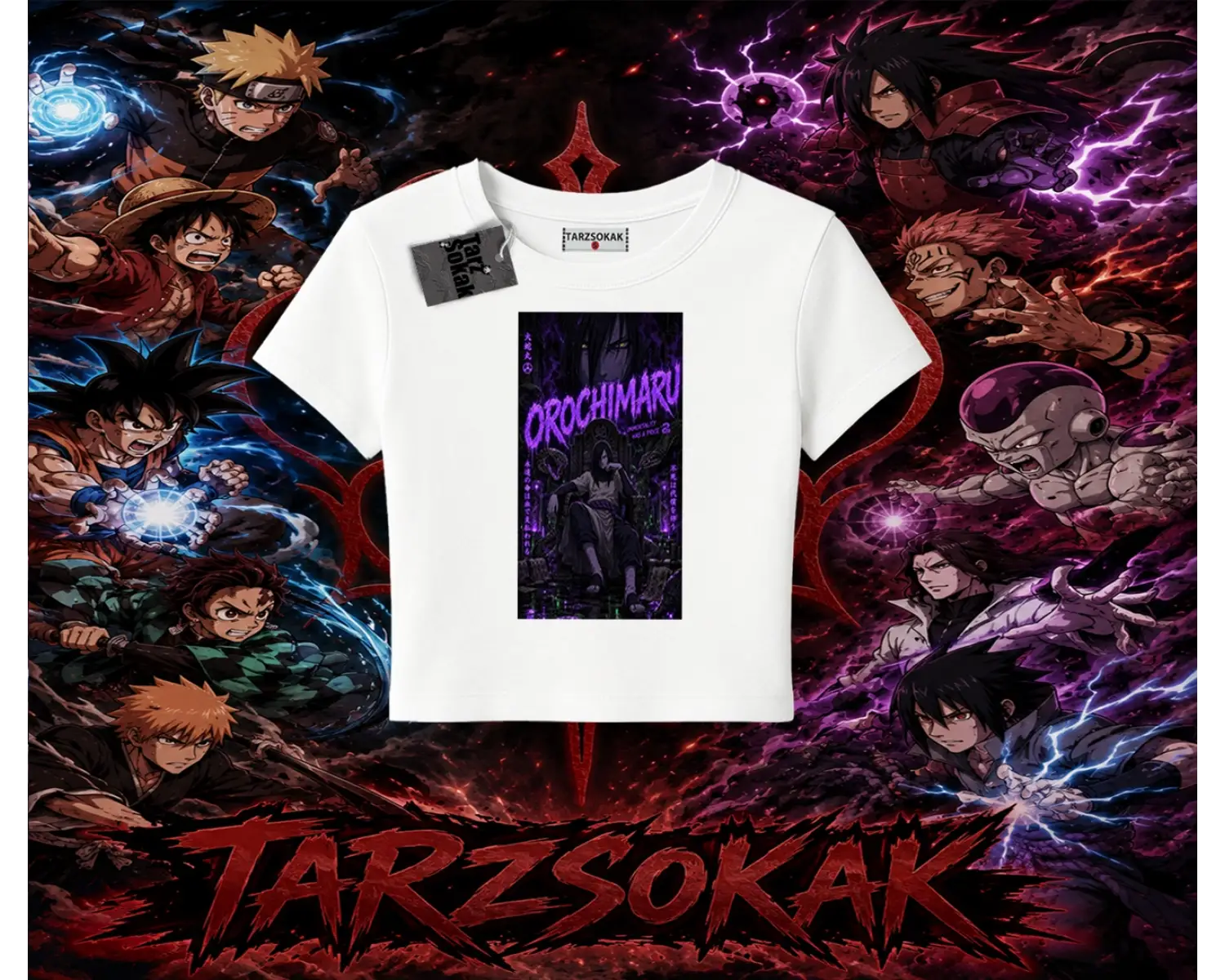 Orochimaru Naruto Anime Karakter Kadın Baby Tee Beyaz