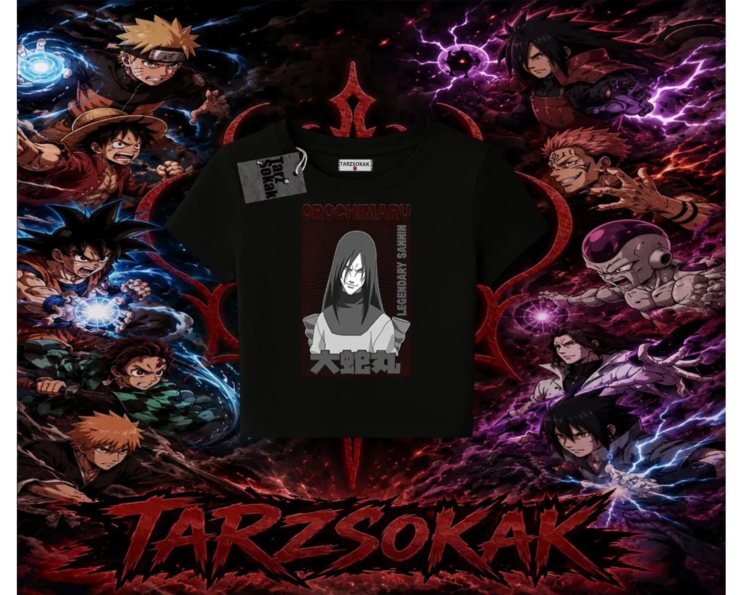 Orochimaru Naruto Anime Karakter Kadın Baby Tee Beyaz