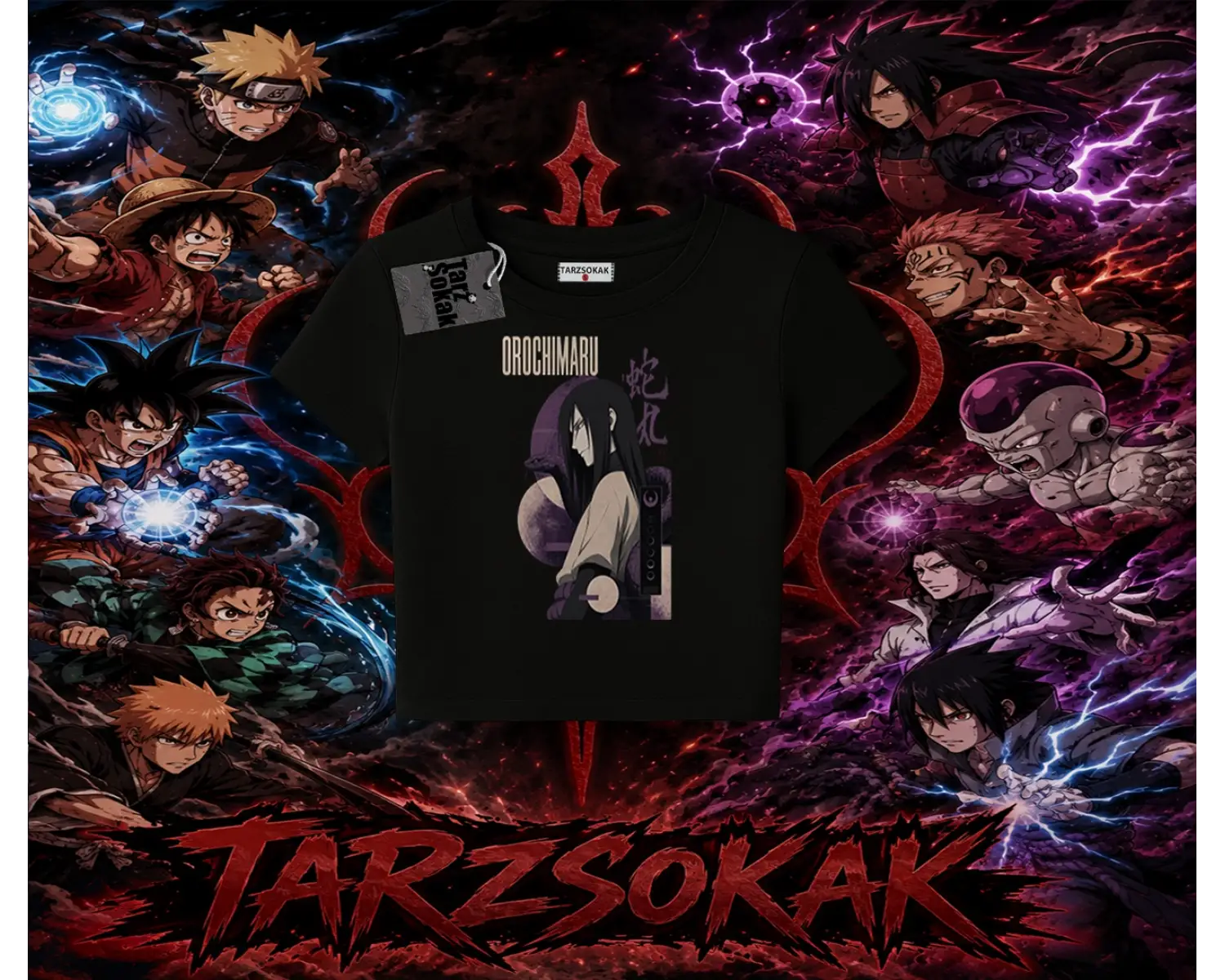 Orochimaru Naruto Anime Karakter Kadın Baby Tee Beyaz