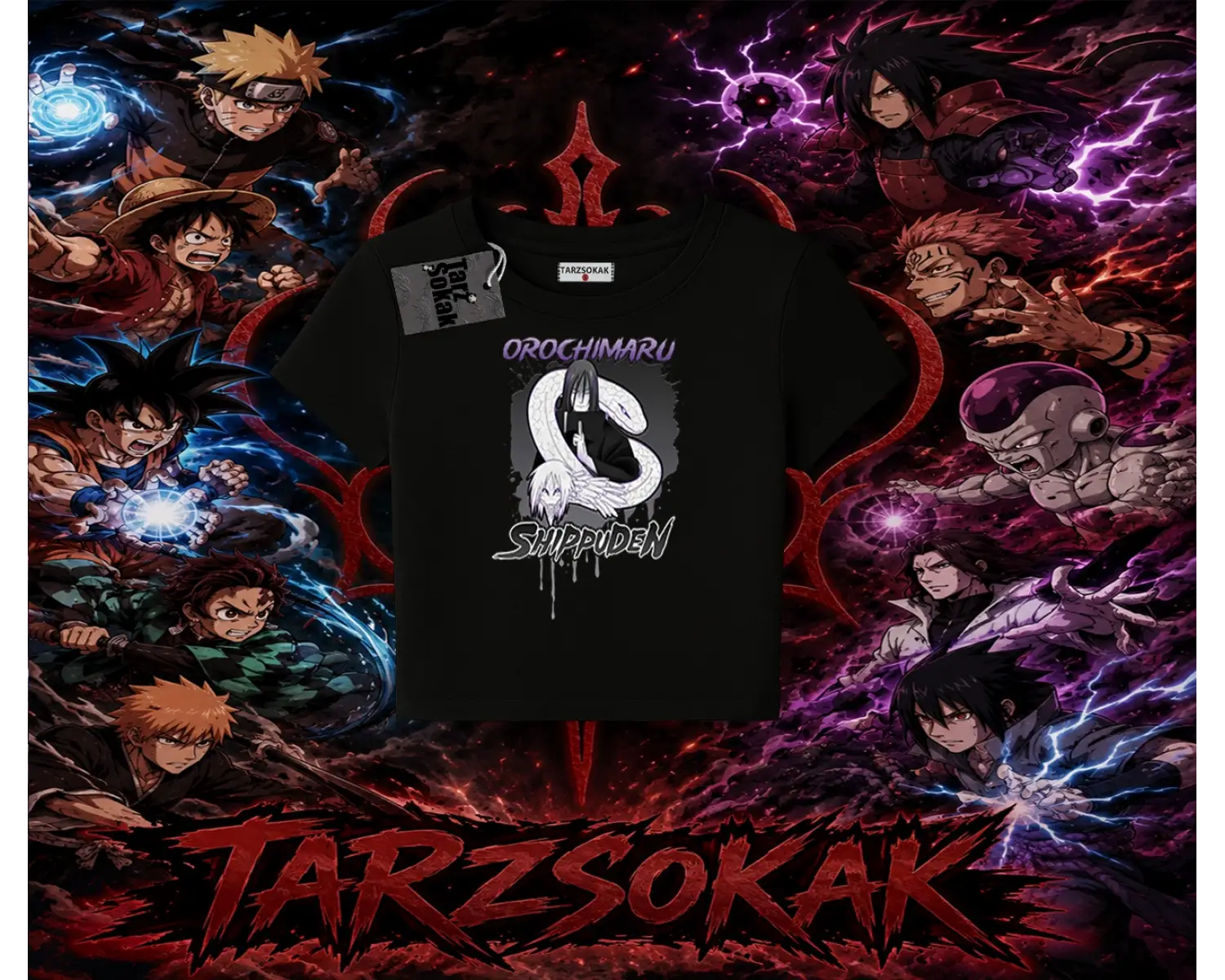 Orochimaru Naruto Anime Karakter Kadın Baby Tee Beyaz