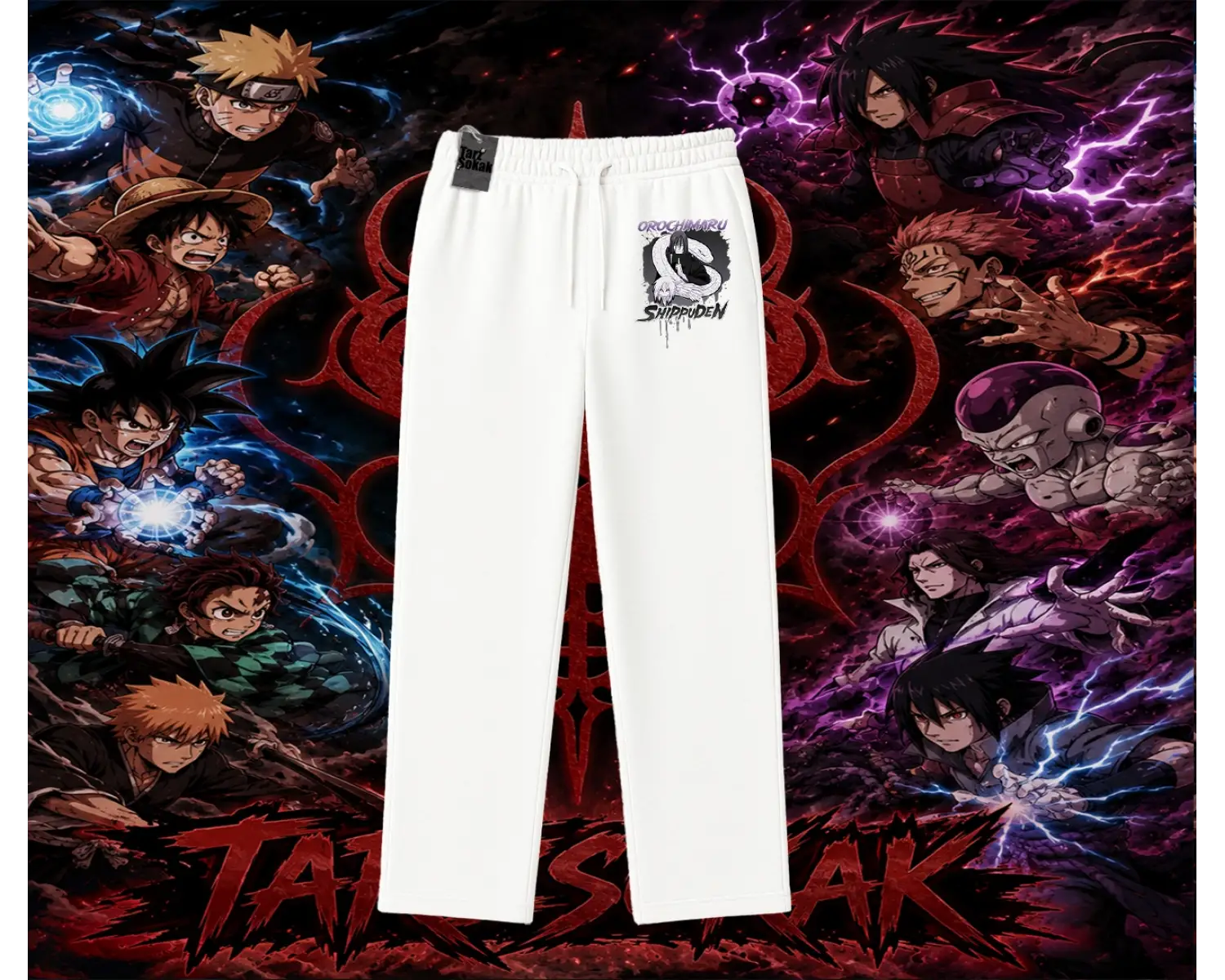 Orochimaru Naruto Anime Karakter Unisex Baggy Eşofman Altı Beyaz