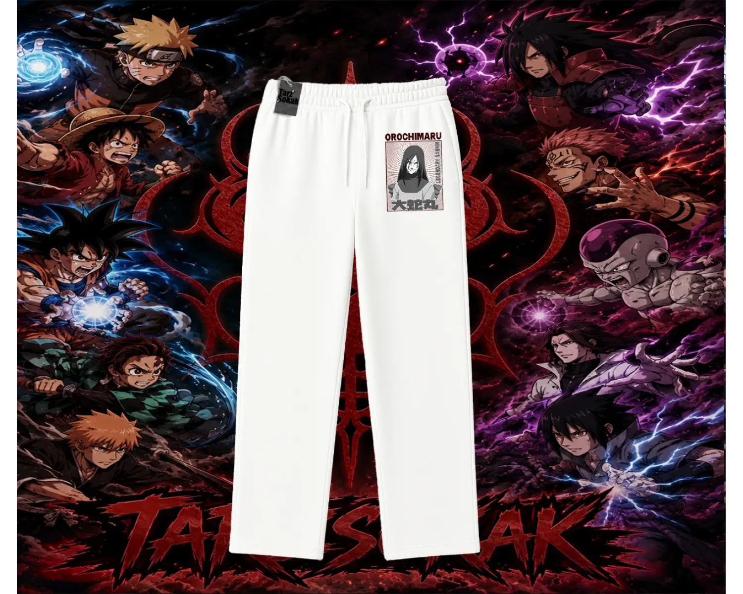 Orochimaru Naruto Anime Karakter Unisex Baggy Eşofman Altı Beyaz
