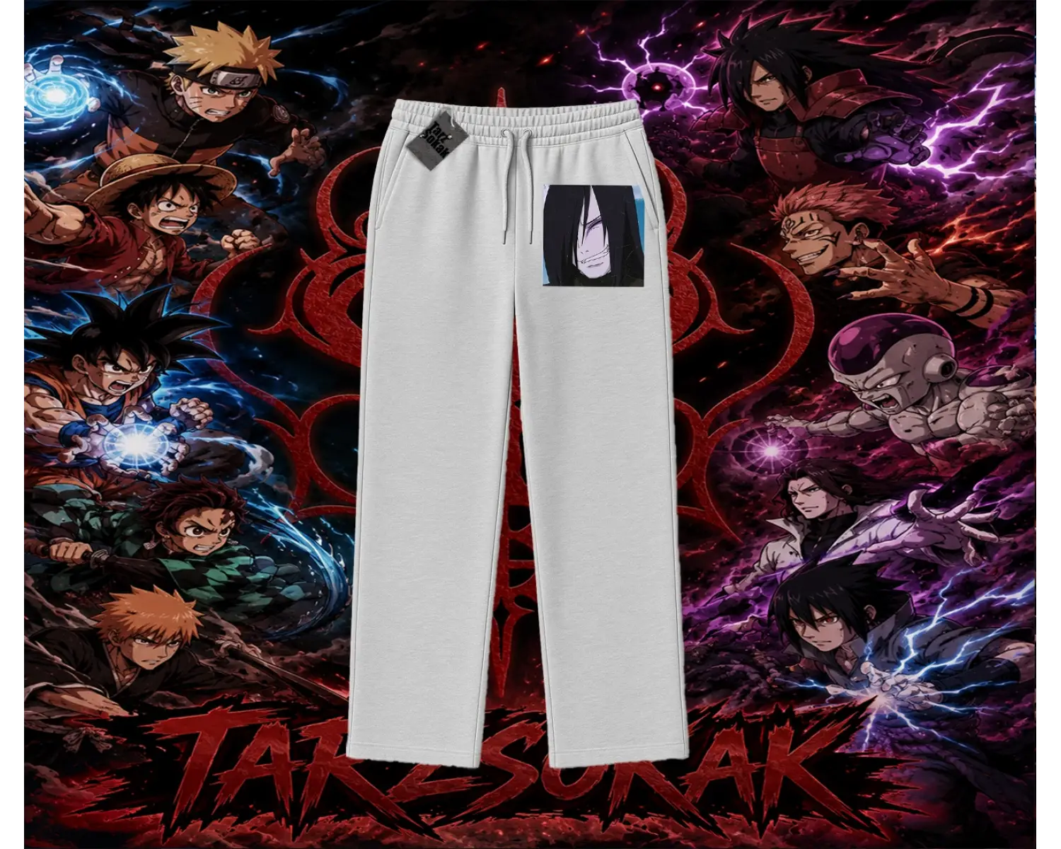 Orochimaru Naruto Anime Karakter Unisex Baggy Eşofman Altı Beyaz