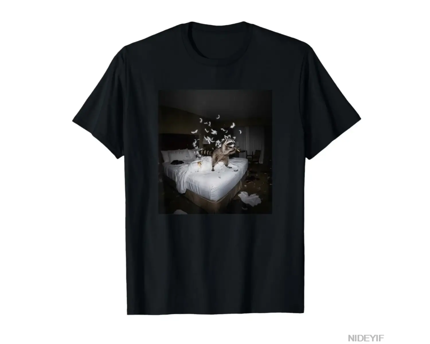 Otelde Havalı Gece_Komik RocknRoll Rakun Meme Tişörtü Erkekler Kadınlar İçin %100 Pamuklu T