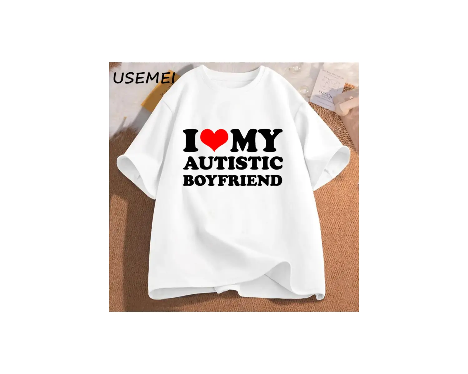 Otistik Kız Arkadaşımı Seviyorum Erkek Arkadaşı T Shirt Eşleşen Çiftler T-shirt Onun ve Onun 2905