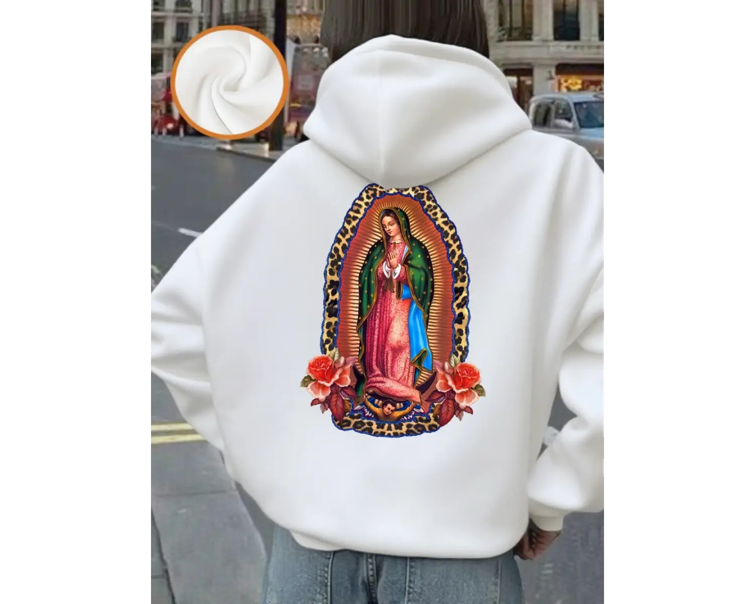 Our Lady Of Guadalupe Baskı Kapüşonlular Kadınlar Rahat Cep Kazaklar Kış Polar Sıcak Tişörtü