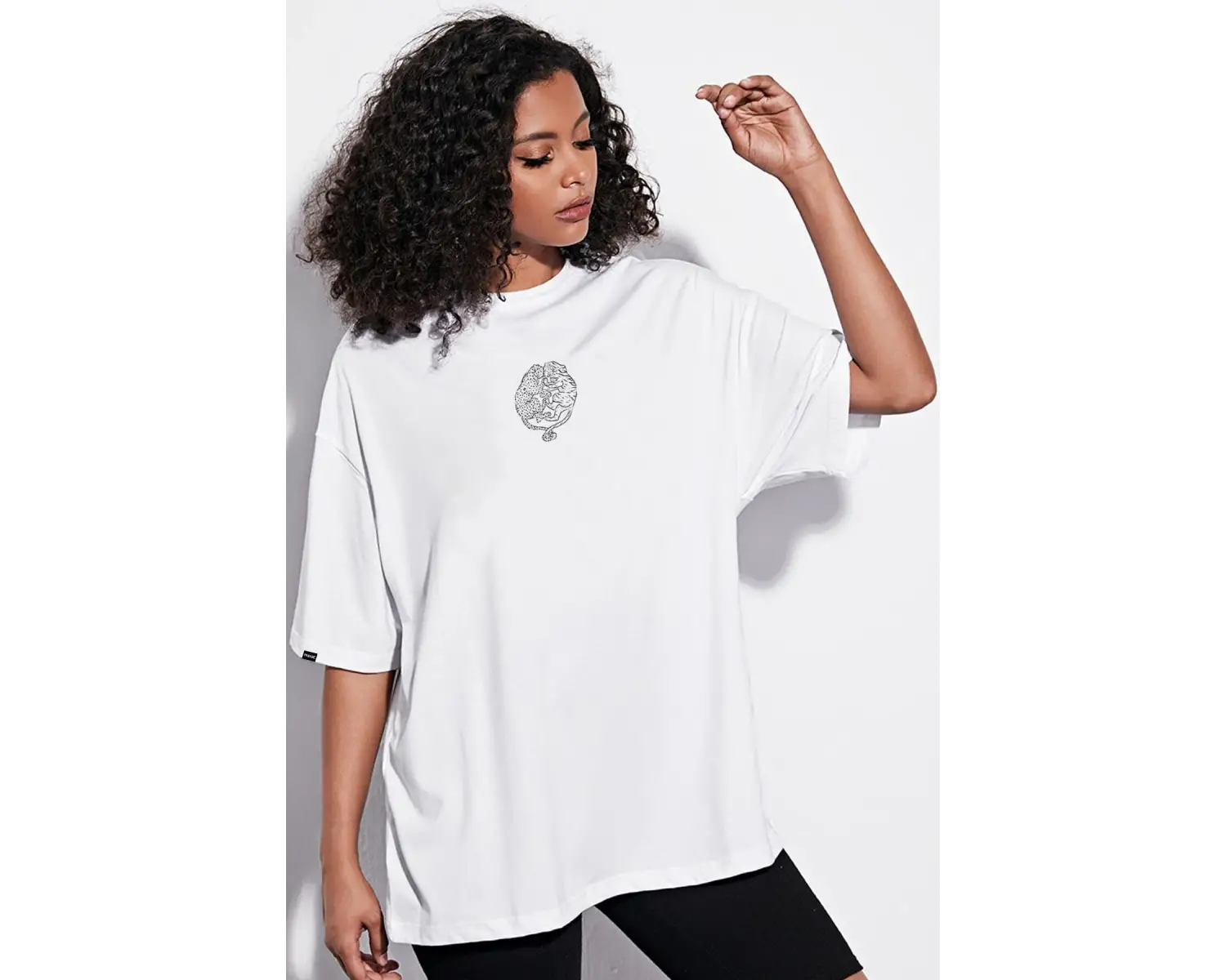 Oversize Cingulomania Baskılı Beyaz Tshirt NRAGE192