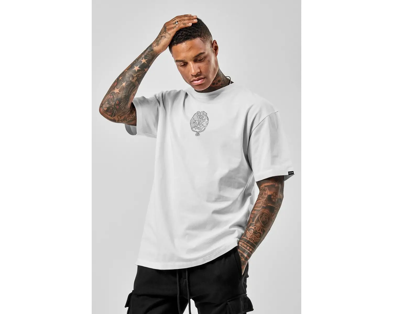 Oversize Cingulomania Baskılı Beyaz Tshirt NRAGE192