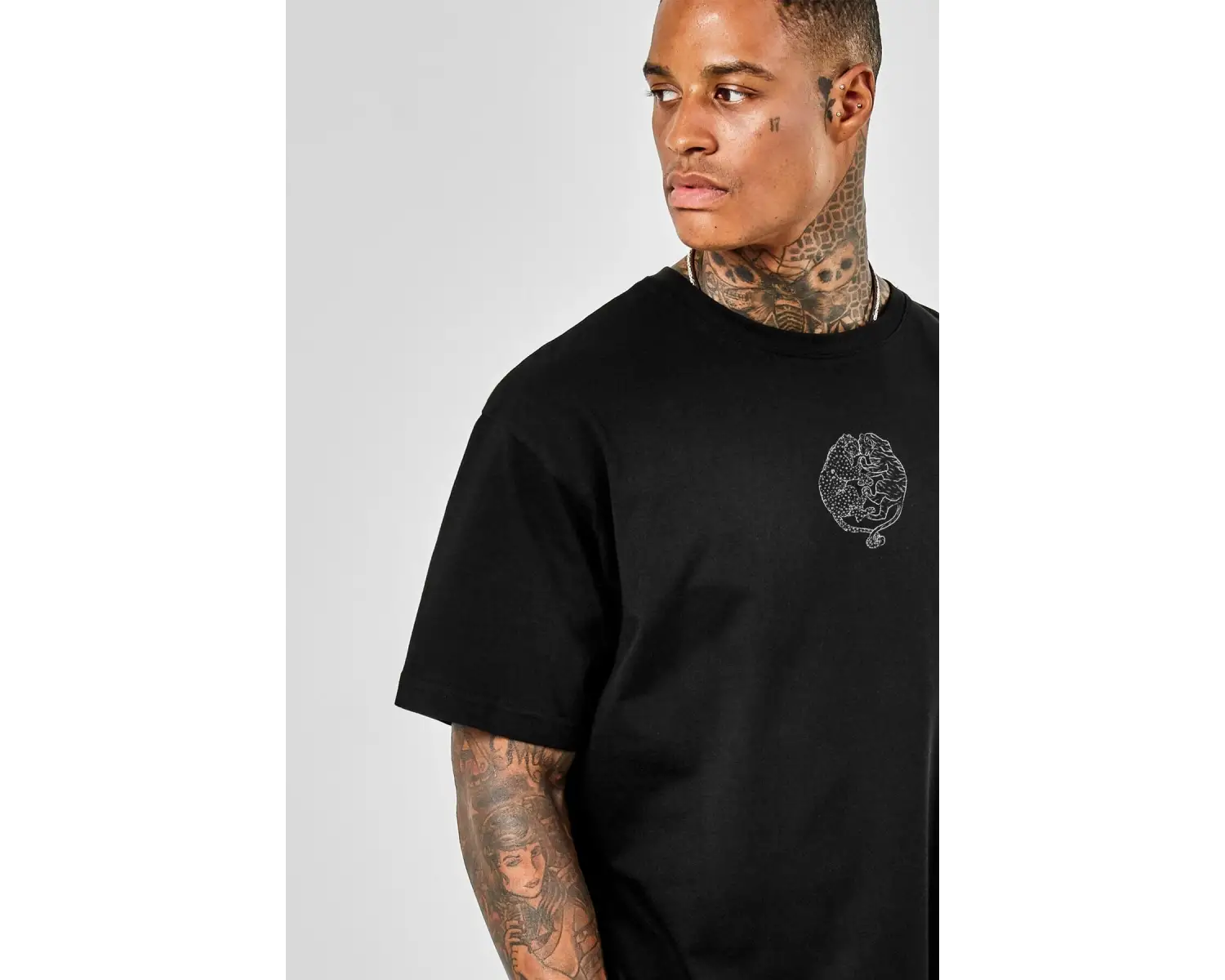 Oversize Cingulomania Baskılı Siyah Tshirt NRAGE192