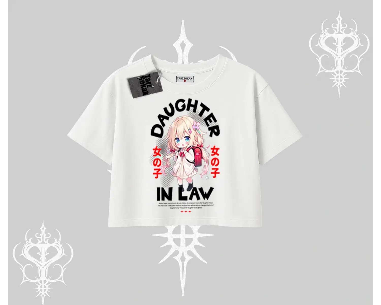 Oversize Crop Tshirt Anime Girl Daughter In Law Baskılı