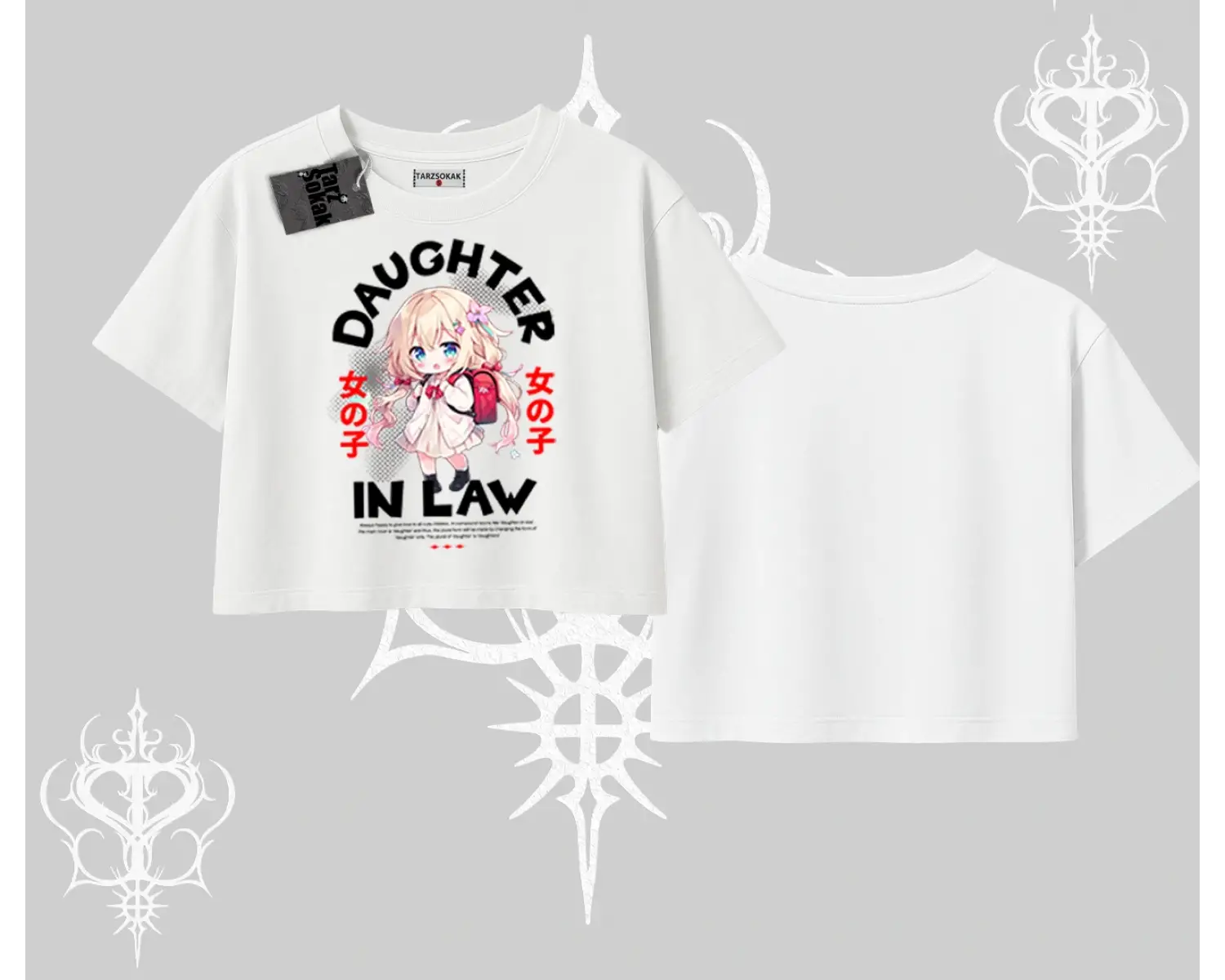 Oversize Crop Tshirt Anime Girl Daughter In Law Baskılı