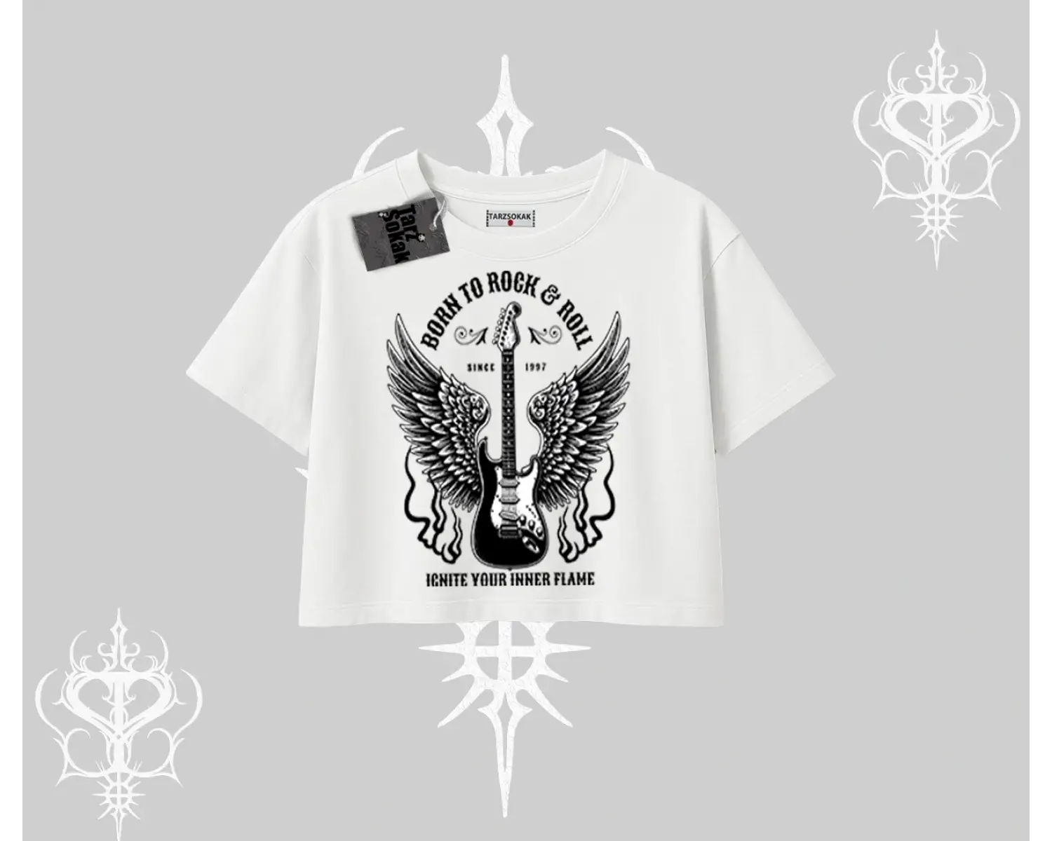Oversize Crop Tshirt Born to Rock Eternal Flame Legacy