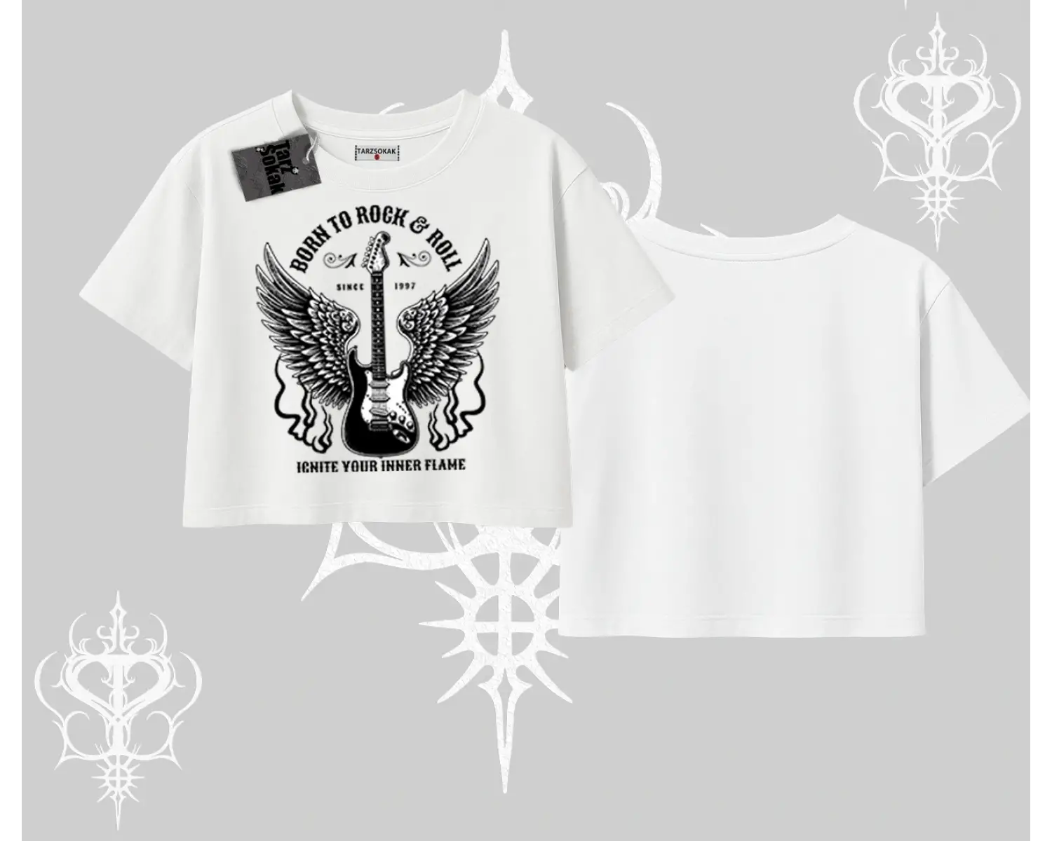 Oversize Crop Tshirt Born to Rock Eternal Flame Legacy
