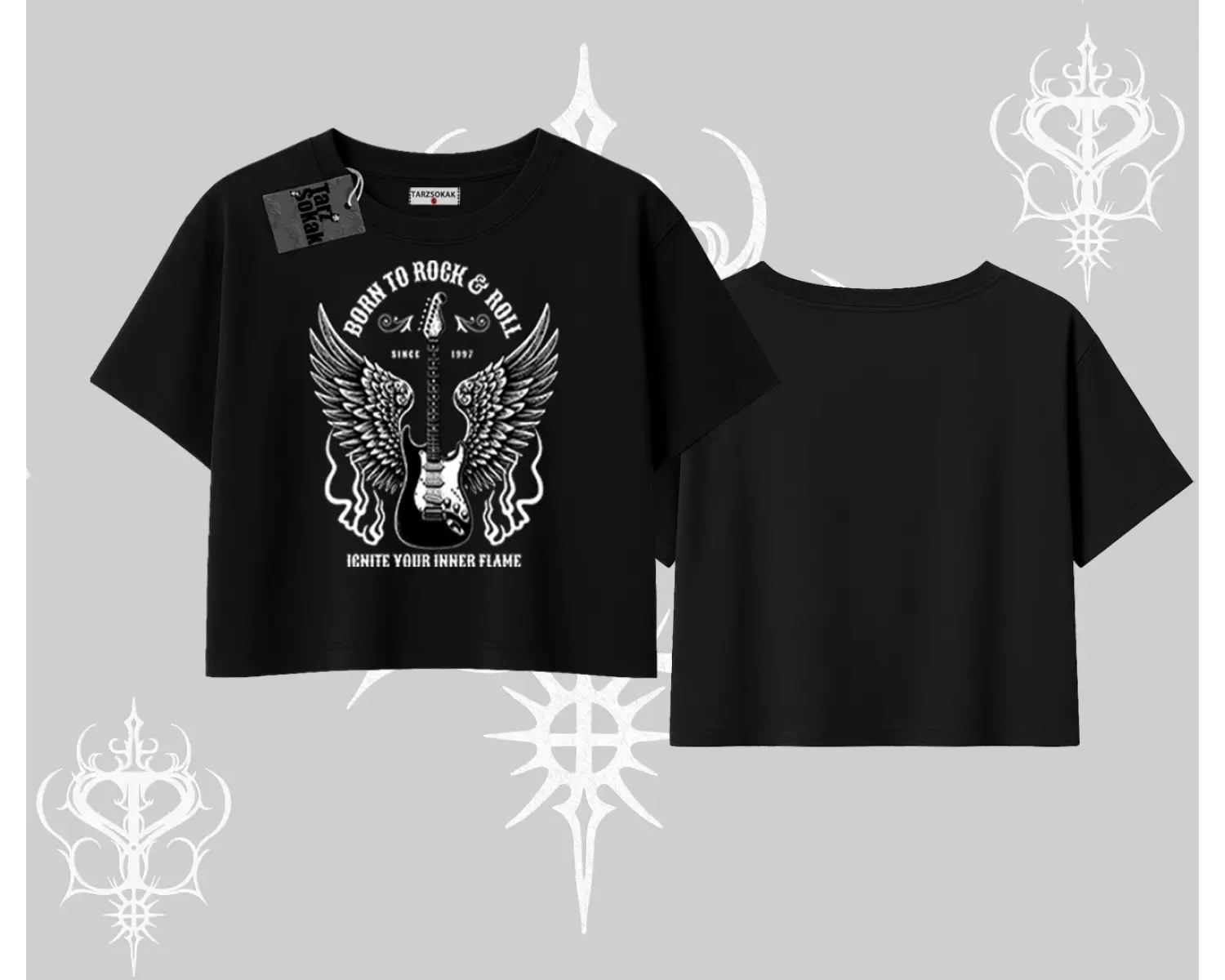 Oversize Crop Tshirt Born to Rock Eternal Flame Legacy