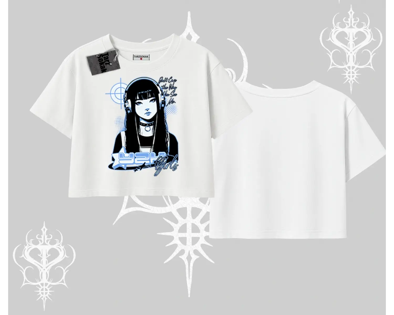 Oversize Crop Tshirt Cyber Y2K Anime Girl Street Sound Aesthetic