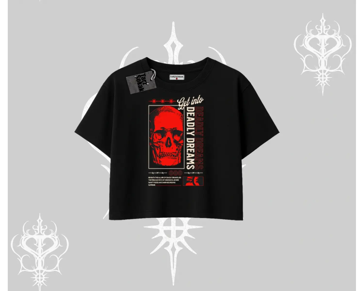 Oversize Crop Tshirt Deadly Dreams Skull Redcore Street Manifest
