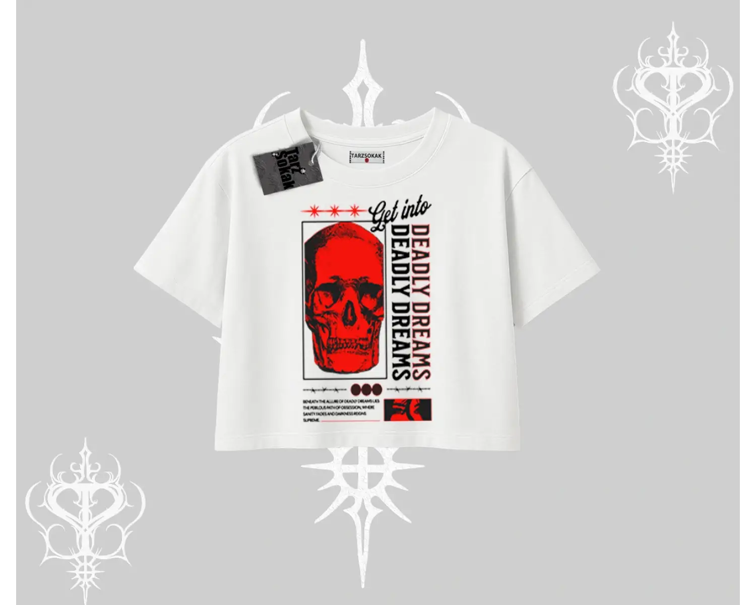 Oversize Crop Tshirt Deadly Dreams Skull Redcore Street Manifest