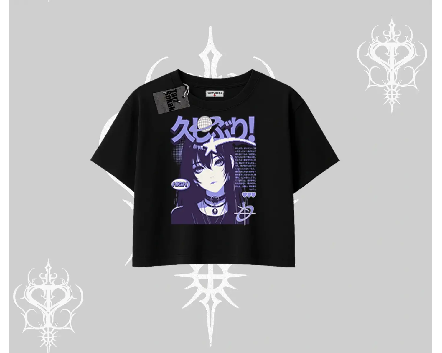 Oversize Crop Tshirt Neo Tokyo Girl Y2K Street Anime Aesthetic