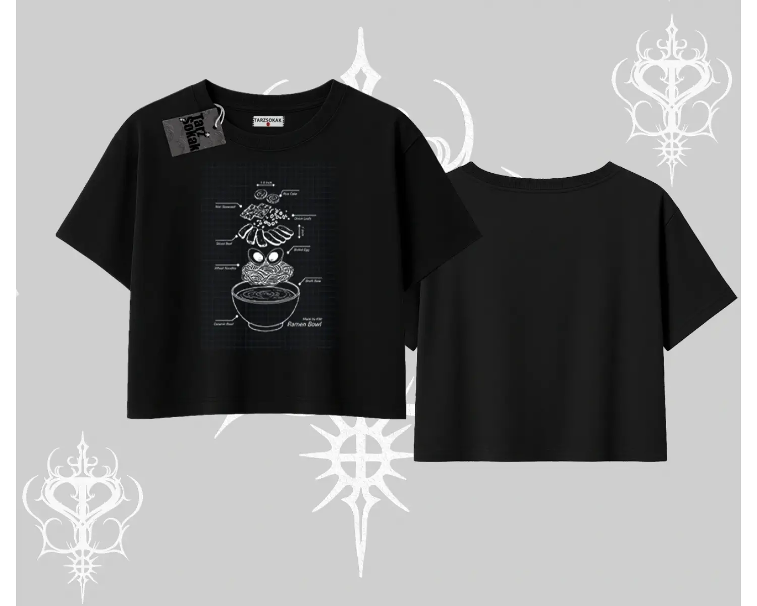 Oversize Crop Tshirt Noodle Theory Hand Drawn Concept