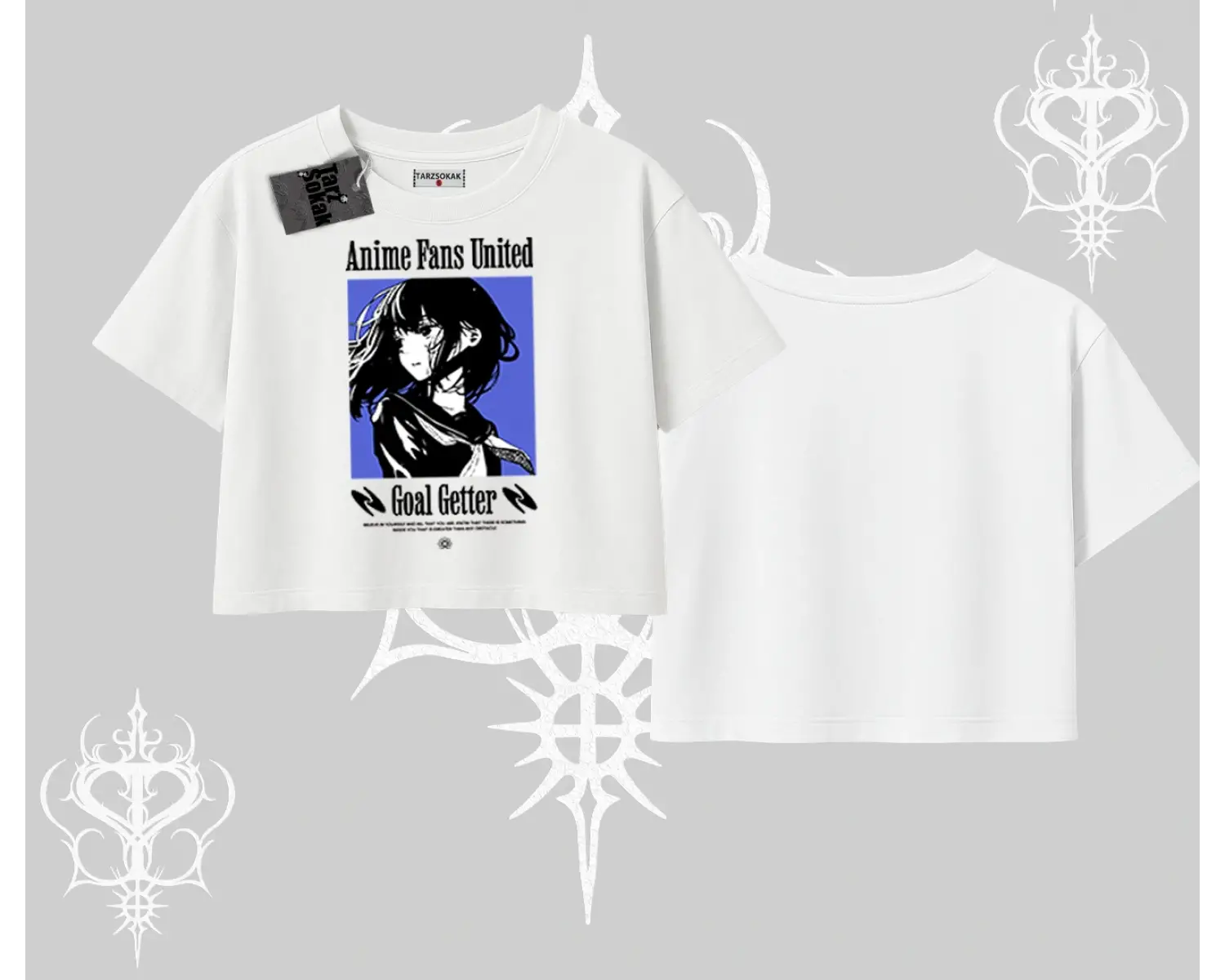 Oversize Crop Tshirt Oversize Anime Kız Baskılı