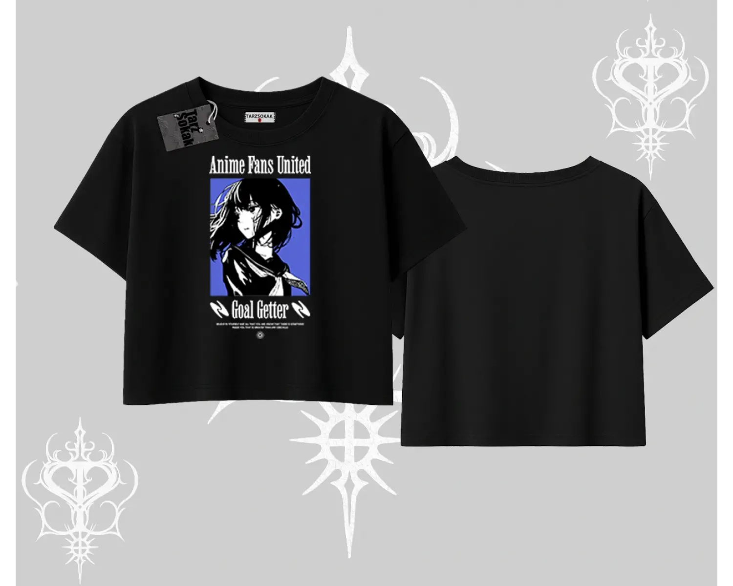 Oversize Crop Tshirt Oversize Anime Kız Baskılı