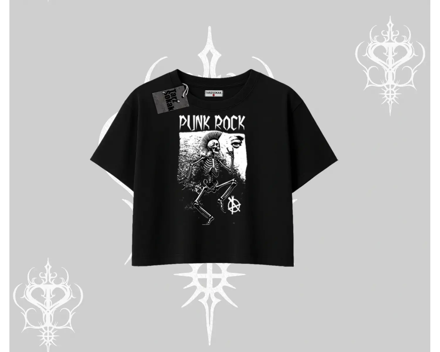Oversize Crop Tshirt Punk Rock Chaos Skeleton Riot