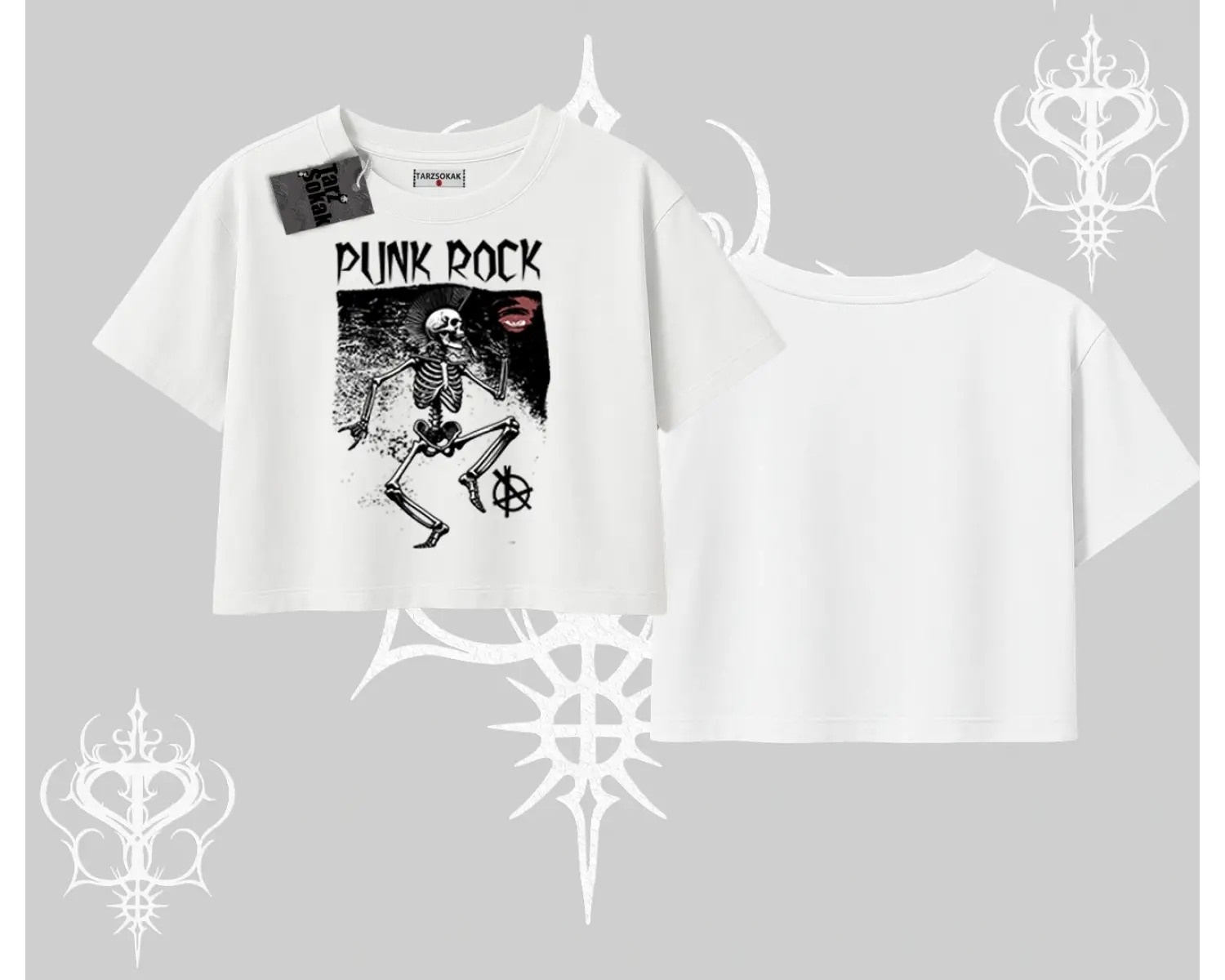 Oversize Crop Tshirt Punk Rock Chaos Skeleton Riot