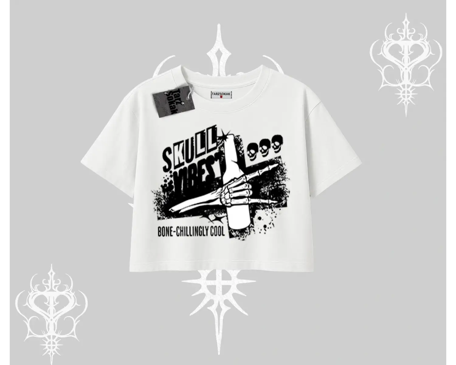 Oversize Crop Tshirt Skull Impact Bone Chilling Street Icon