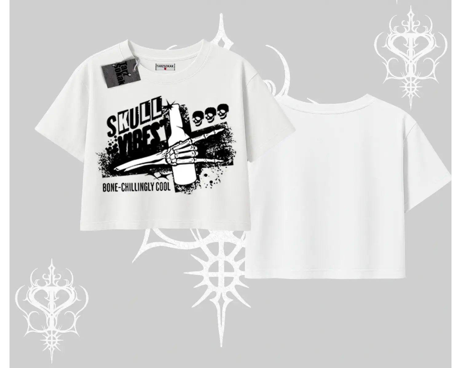 Oversize Crop Tshirt Skull Impact Bone Chilling Street Icon