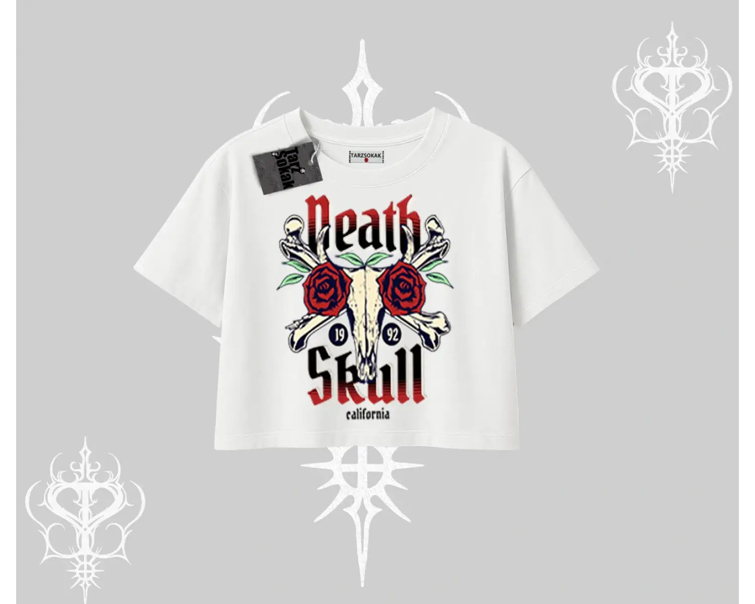 Oversize Crop Tshirt Skull & Roses Vintage West Coast Rebellion