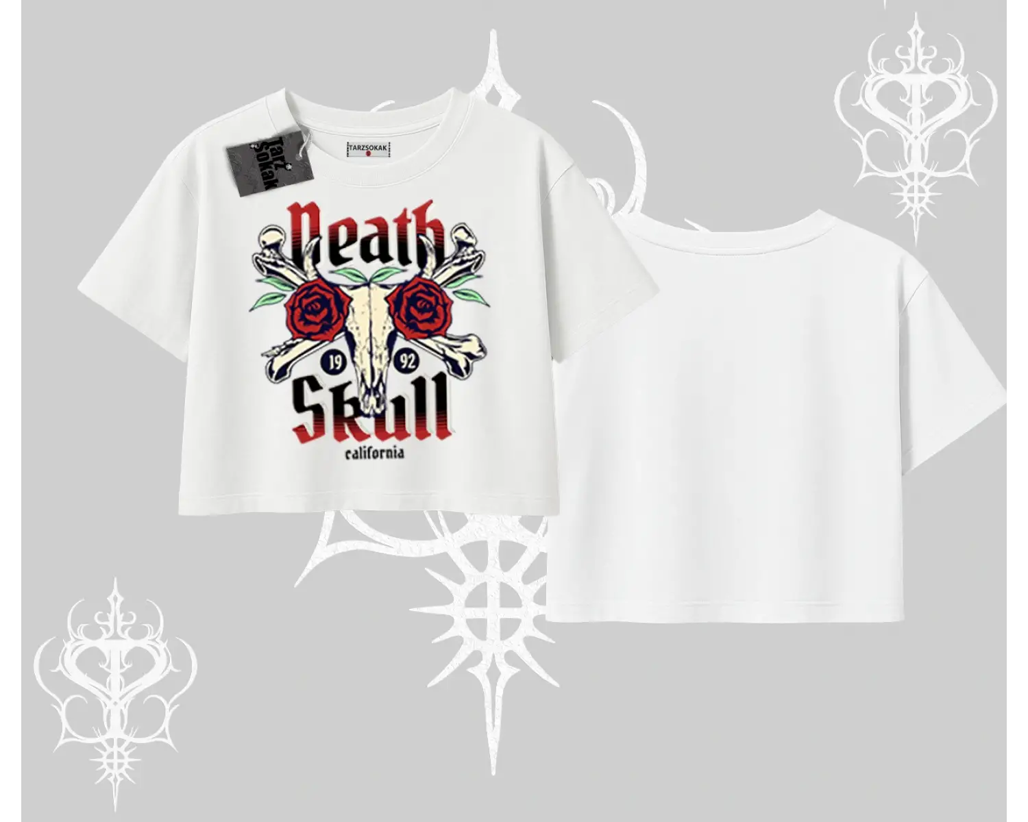 Oversize Crop Tshirt Skull & Roses Vintage West Coast Rebellion