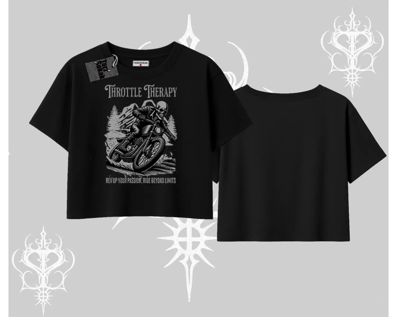 Oversize Crop Tshirt Throttle Therapy No Brakes Just Freedom