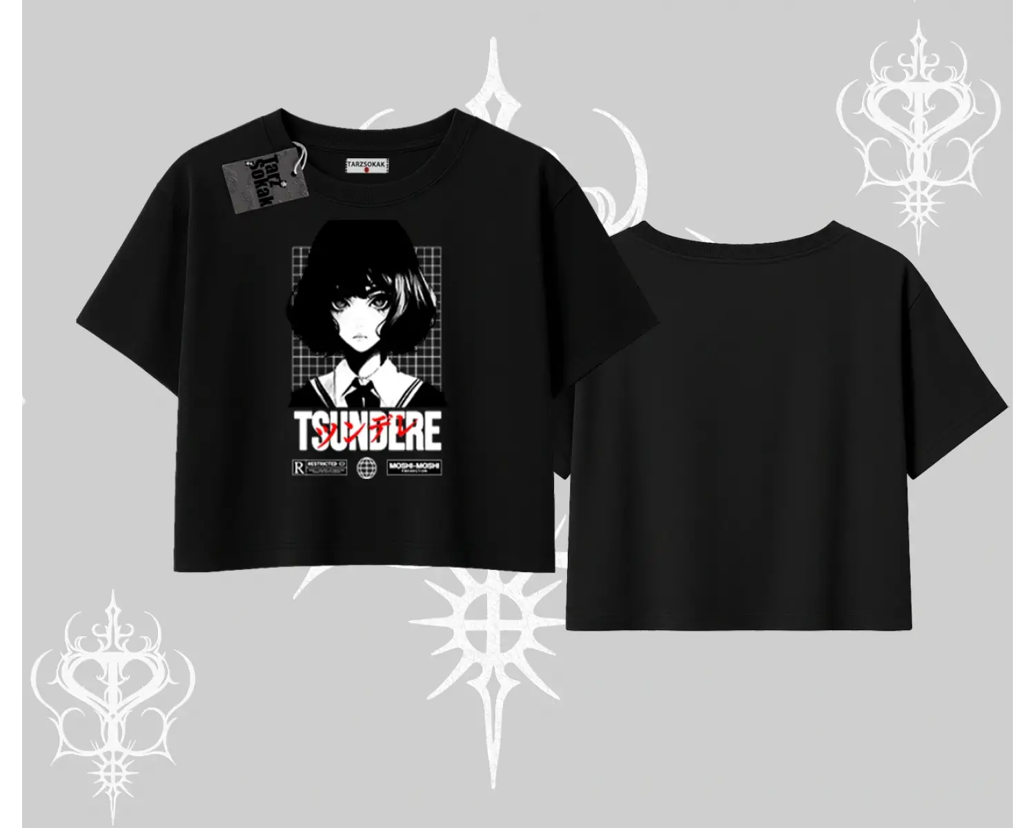 Oversize Crop Tshirt Tsundere Anime Japanese Style Baskılı