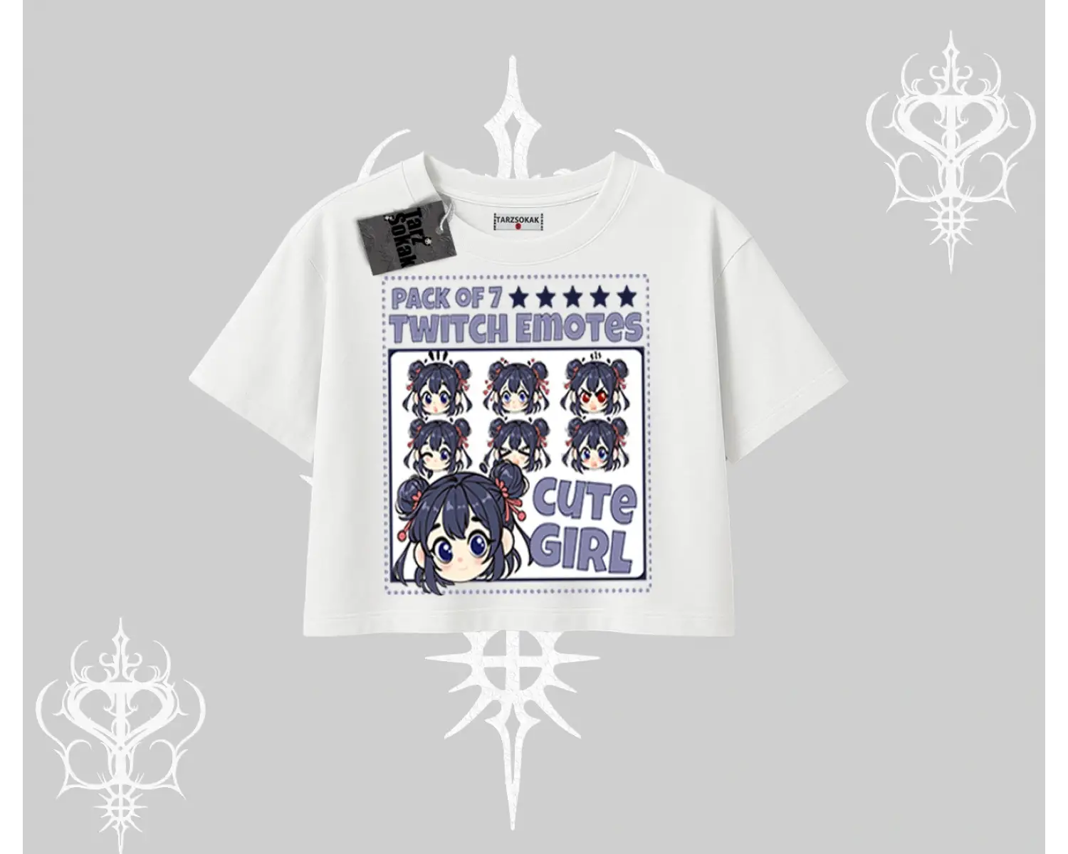 Oversize Crop Tshirt Twitch Emotes Cute Girl Anime Expression