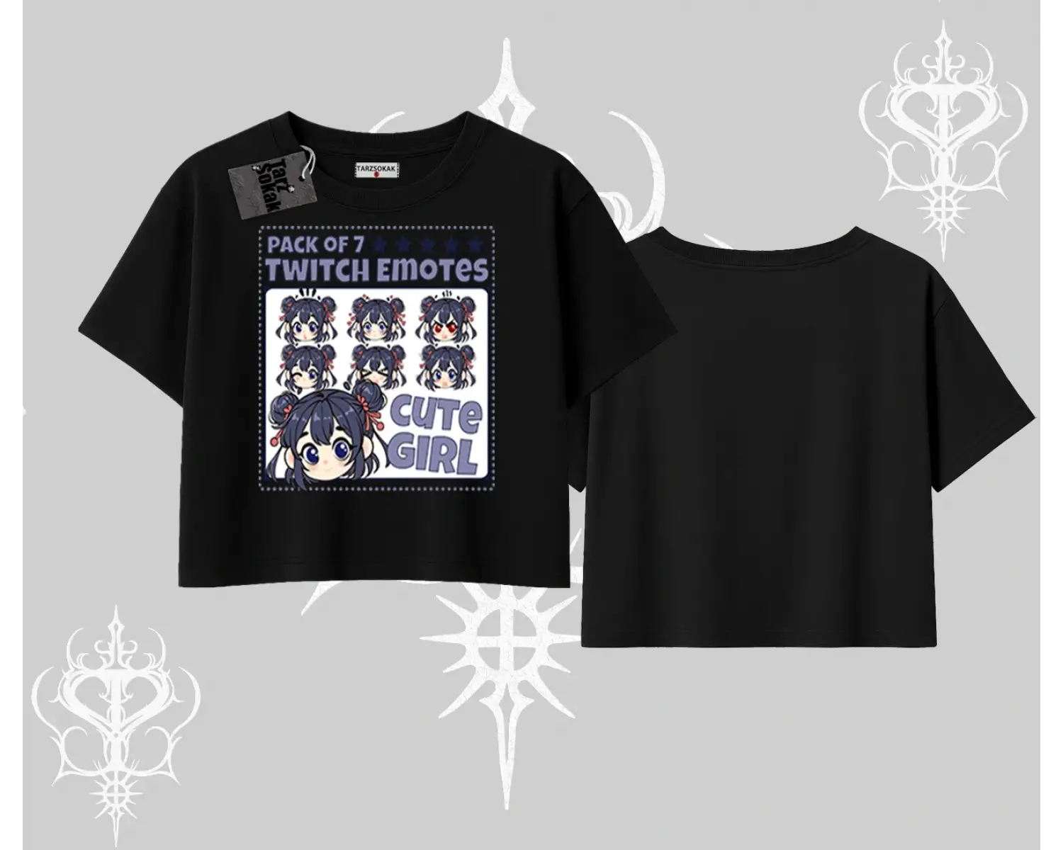 Oversize Crop Tshirt Twitch Emotes Cute Girl Anime Expression