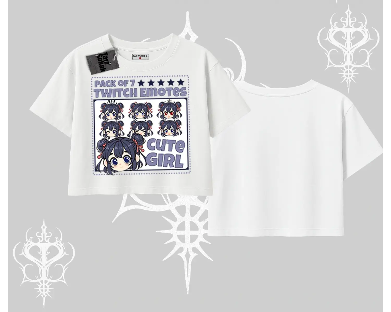 Oversize Crop Tshirt Twitch Emotes Cute Girl Anime Expression