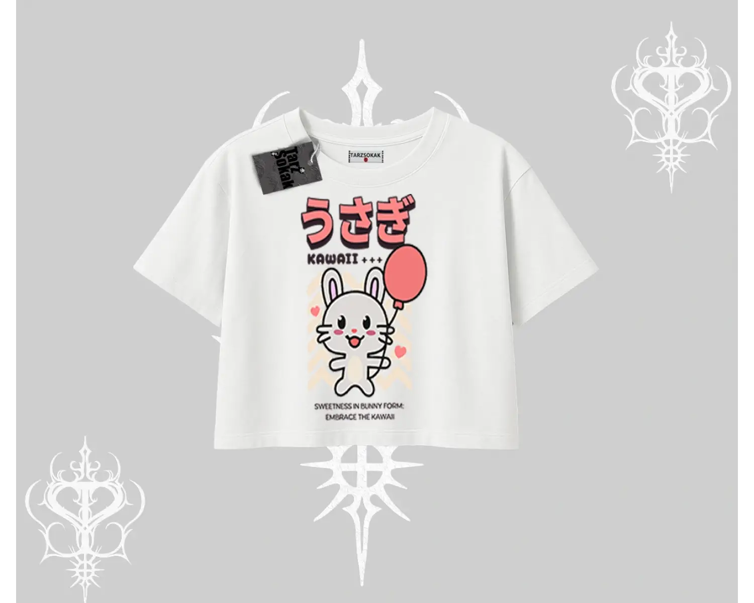 Oversize Crop Tshirt Usagi Kawaii Cute Heart Energy