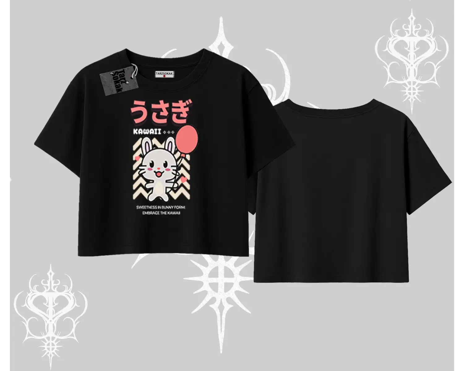 Oversize Crop Tshirt Usagi Kawaii Cute Heart Energy