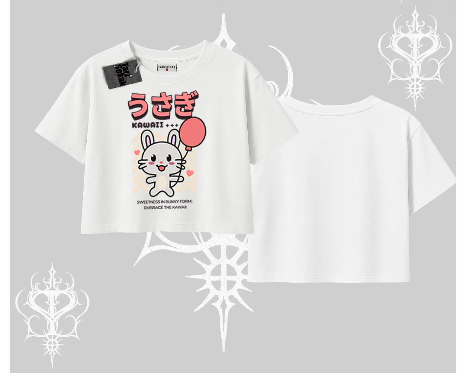 Oversize Crop Tshirt Usagi Kawaii Cute Heart Energy