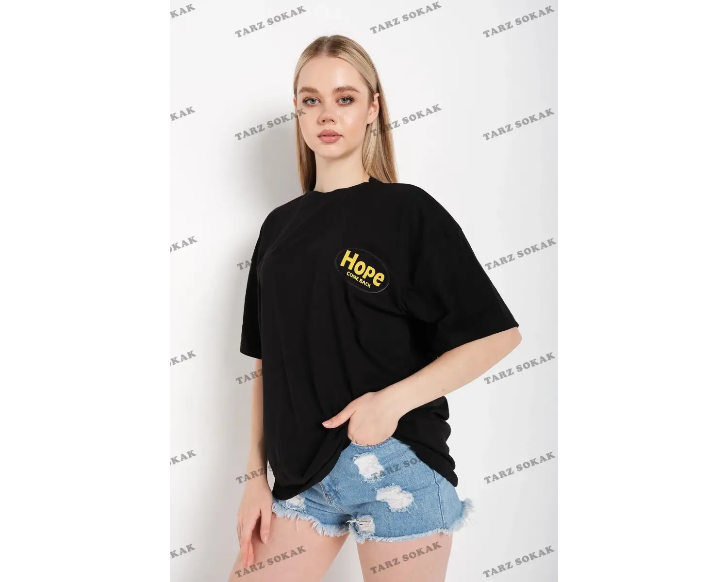 Oversize Fit Pamuklu Kısa Kollu Basic