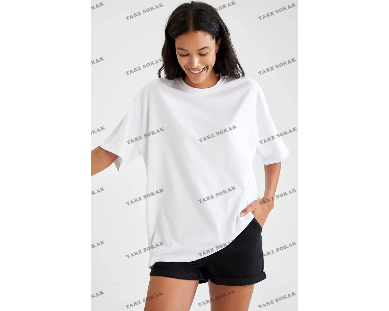 Oversize Fit Pamuklu Kısa Kollu Basic