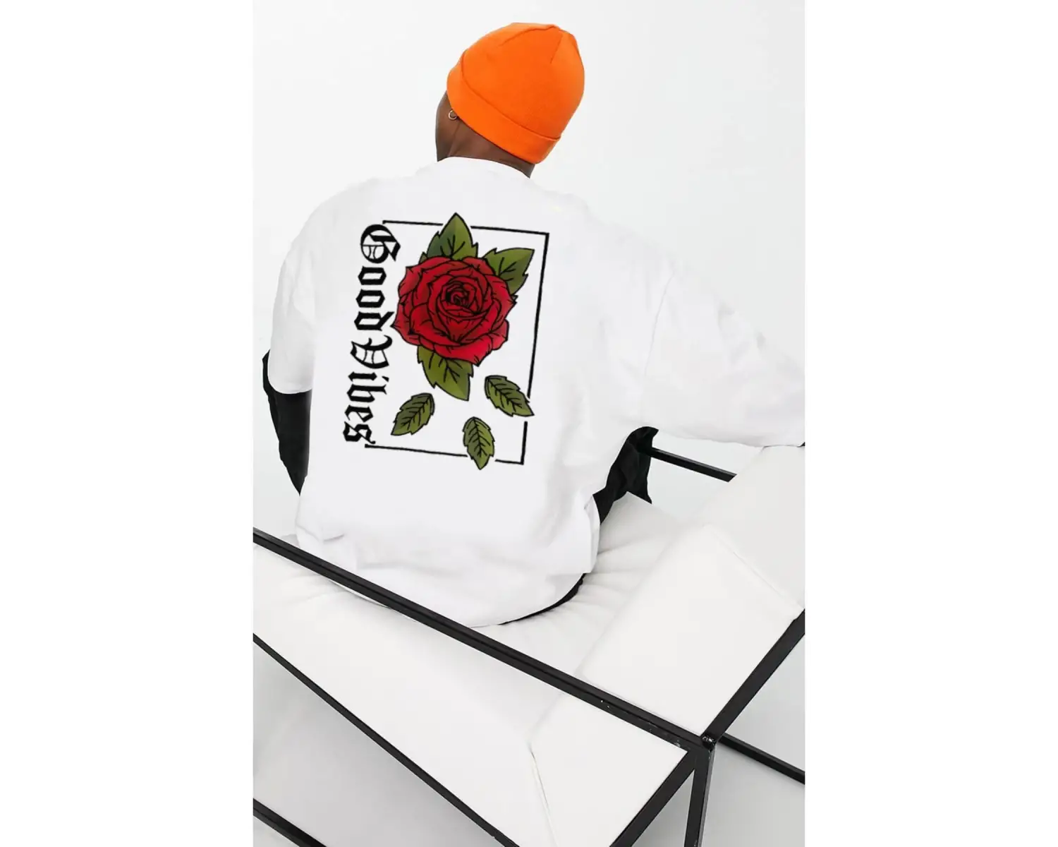 Oversize Rose Unisex Beyaz T-shirt