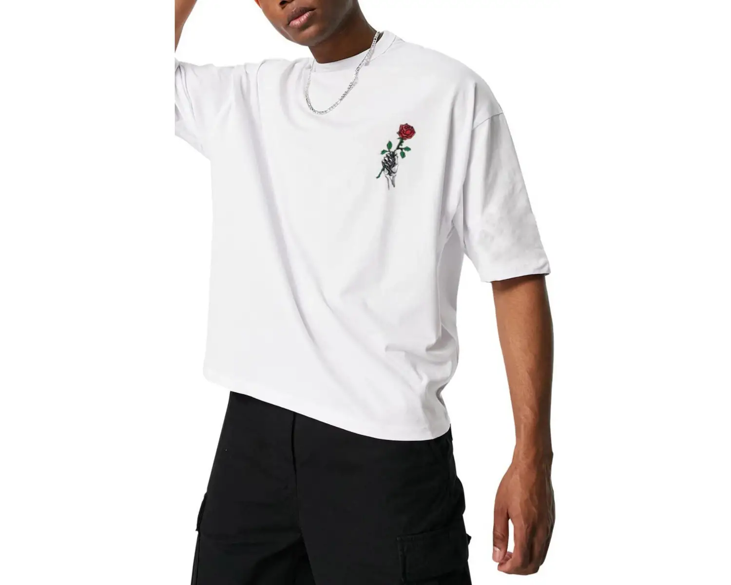 Oversize Rose Unisex Beyaz T-shirt