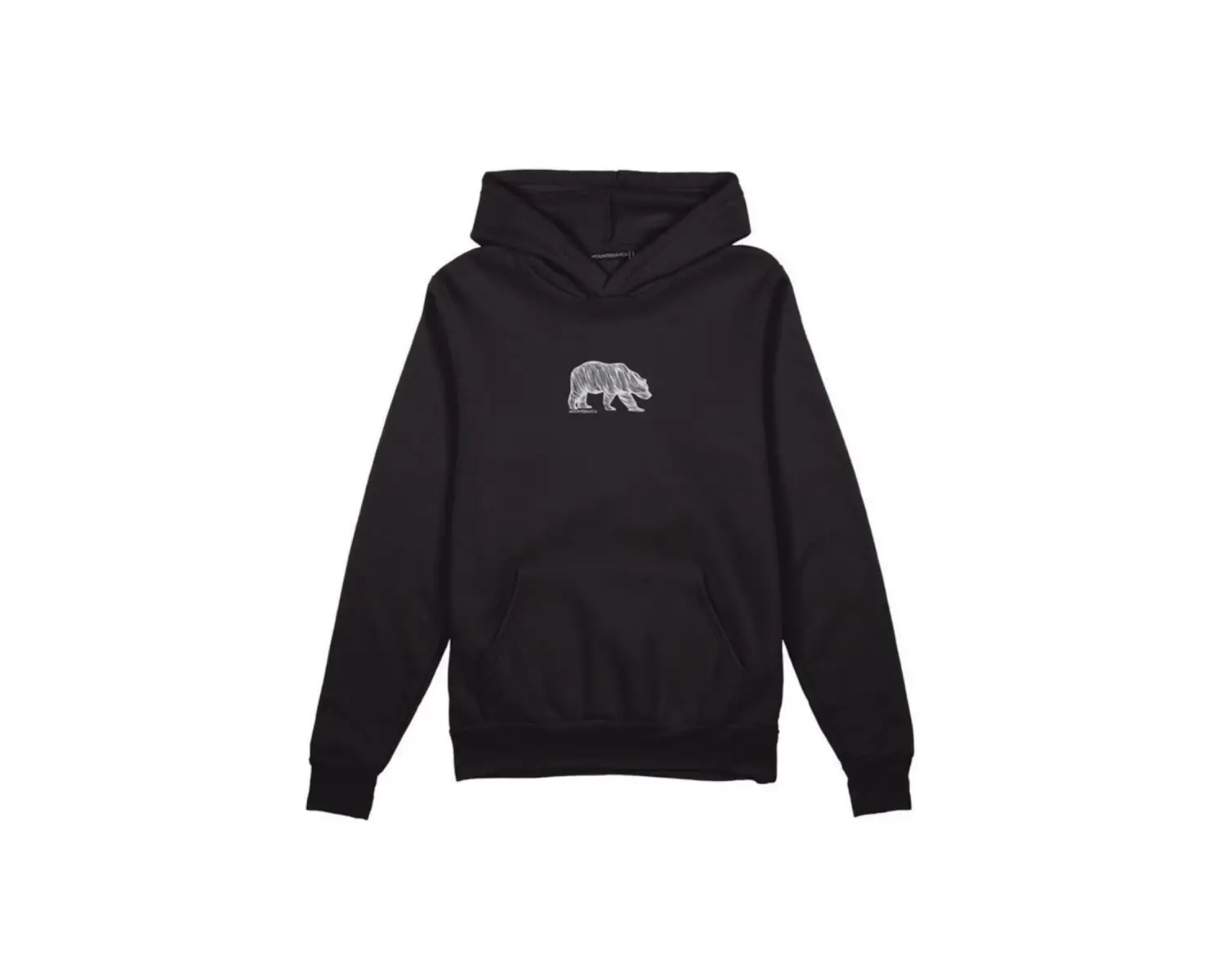 Oversıze Sıyah Ayı Baskılı Kapşonlu Kanguru Cepli Pamuklu Sweatshirt Siyah