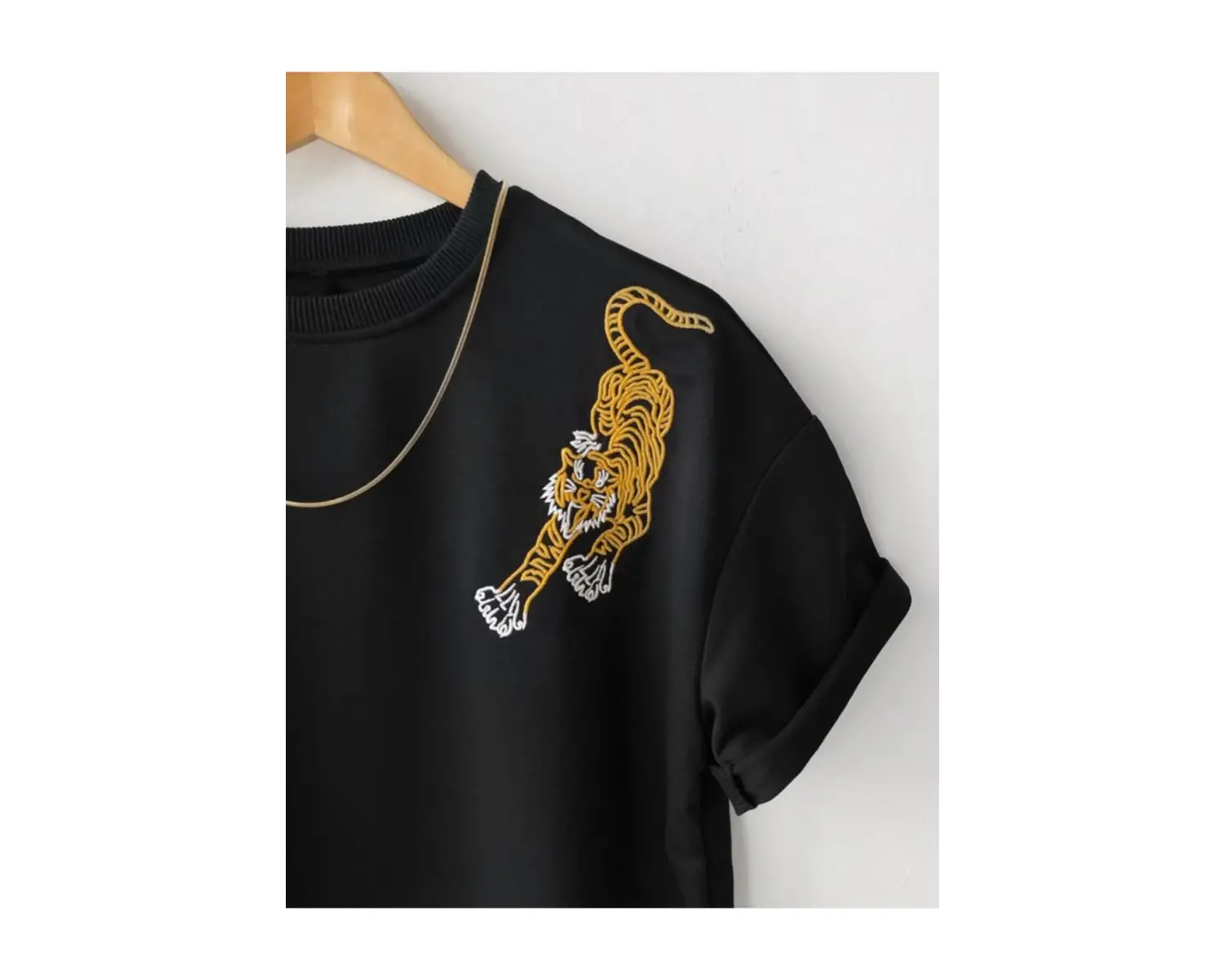 Oversize Siyah Tiger Baskılı