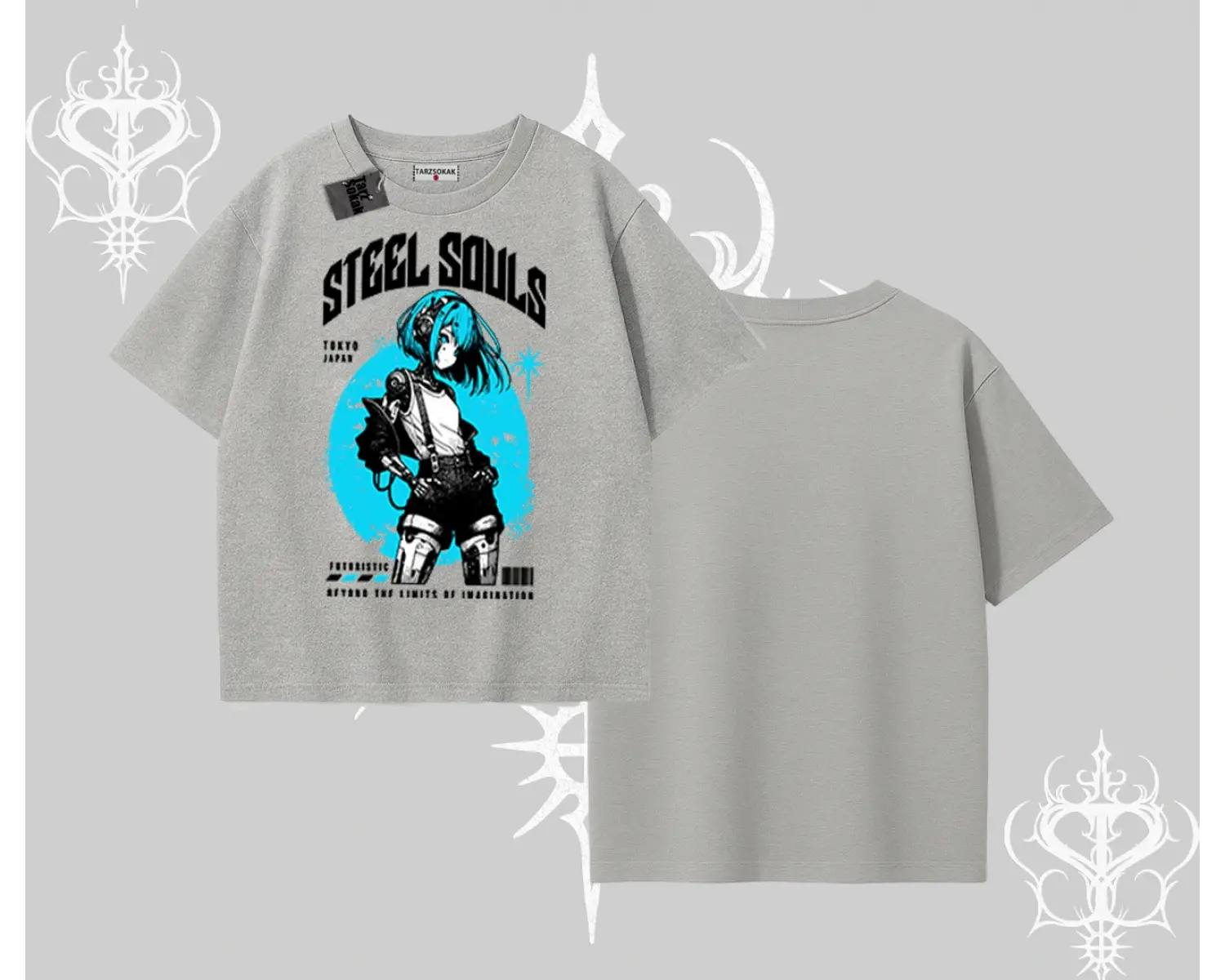 Oversize Tshirt Anime Cyberpunk Kız Baskılı