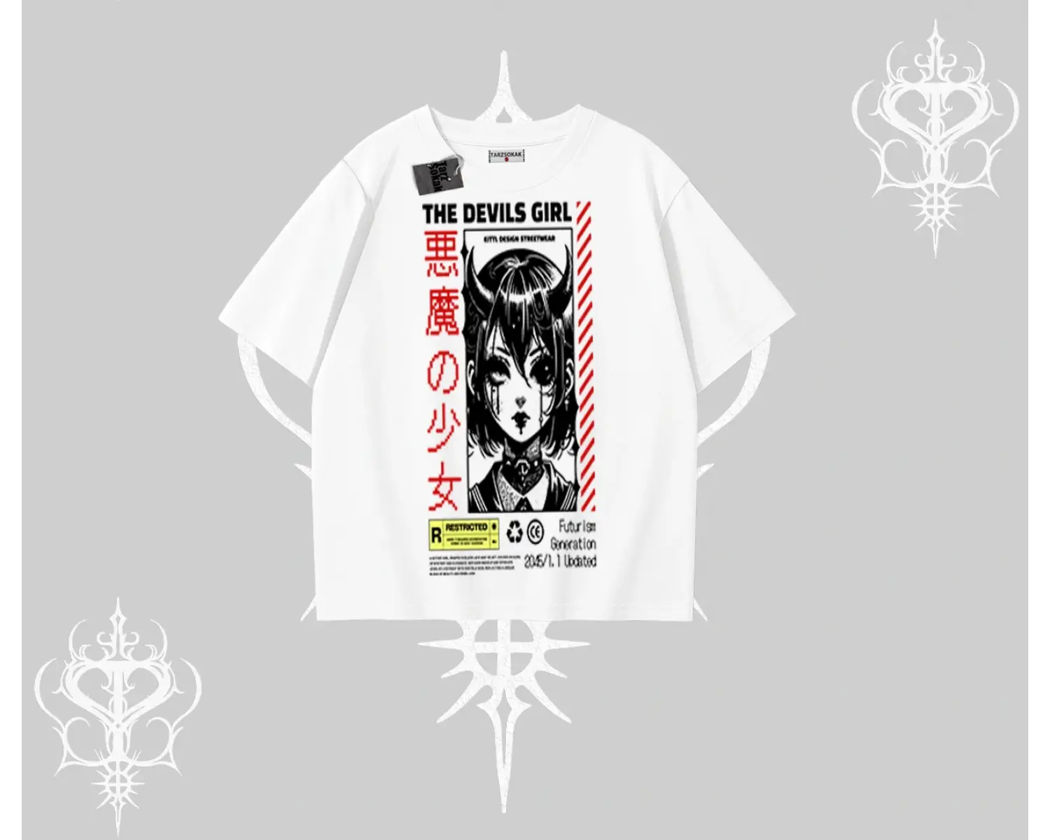 Oversize Tshirt Anime Devils Girl Japanese Style Baskılı