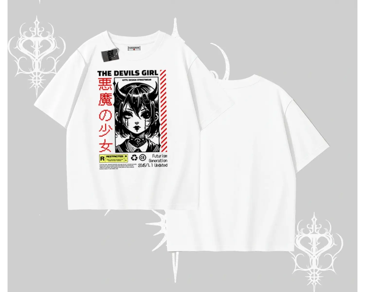 Oversize Tshirt Anime Devils Girl Japanese Style Baskılı