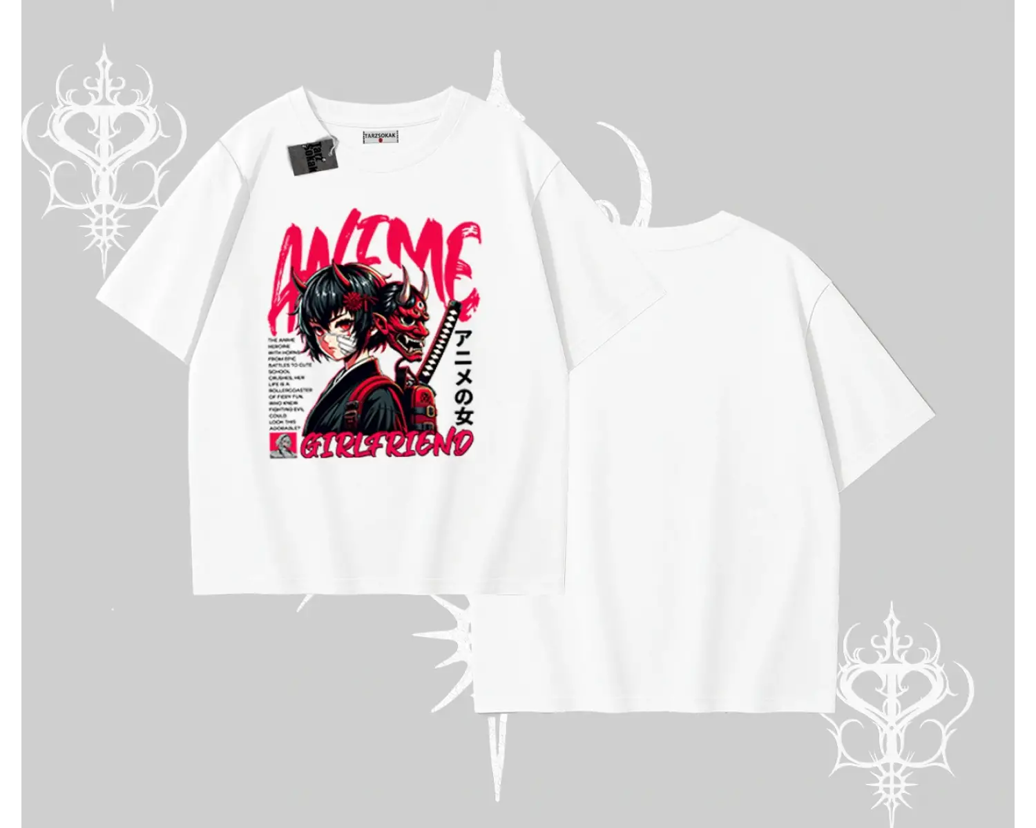 Oversize Tshirt Anime Girlfriend Kırmızı