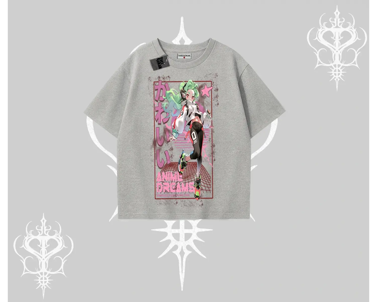 Oversize Tshirt Anime Kawaii Japon Kız Desenli